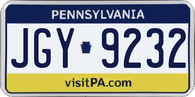 PA license plate JGY9232