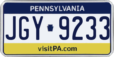 PA license plate JGY9233