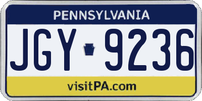 PA license plate JGY9236