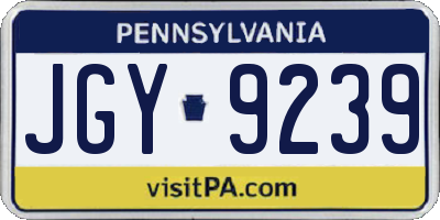 PA license plate JGY9239
