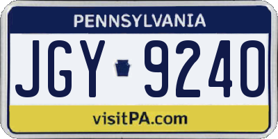 PA license plate JGY9240