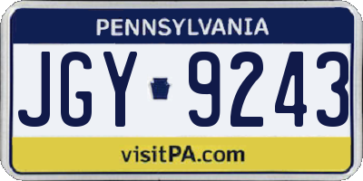 PA license plate JGY9243