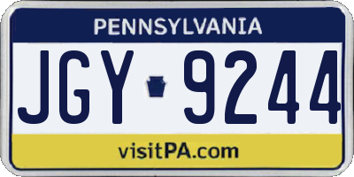 PA license plate JGY9244