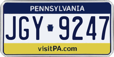 PA license plate JGY9247