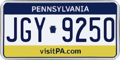 PA license plate JGY9250