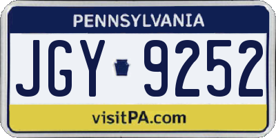 PA license plate JGY9252