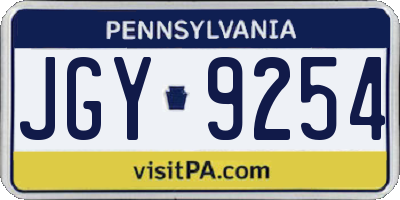 PA license plate JGY9254