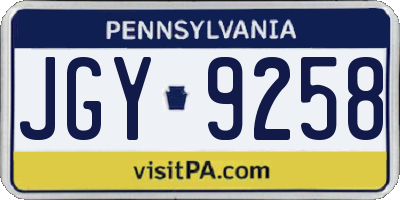 PA license plate JGY9258