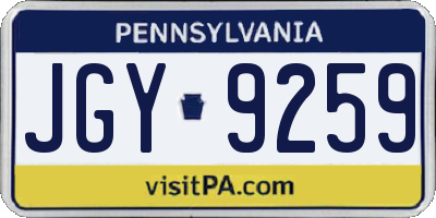 PA license plate JGY9259