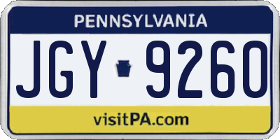 PA license plate JGY9260