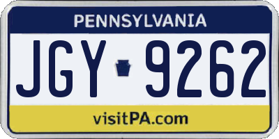 PA license plate JGY9262