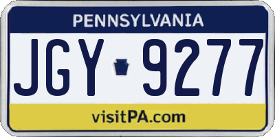 PA license plate JGY9277