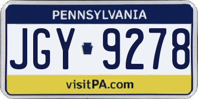 PA license plate JGY9278
