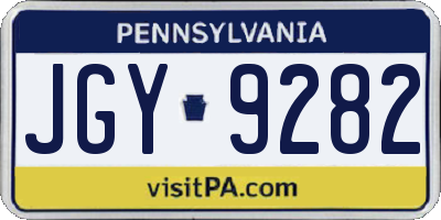 PA license plate JGY9282