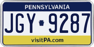 PA license plate JGY9287
