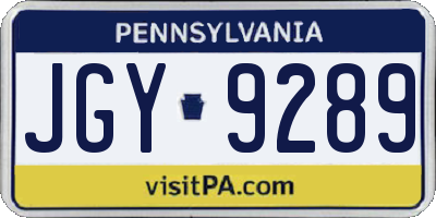 PA license plate JGY9289
