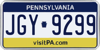 PA license plate JGY9299