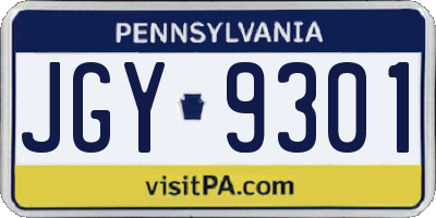 PA license plate JGY9301