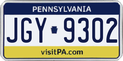 PA license plate JGY9302