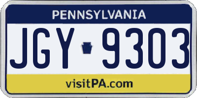 PA license plate JGY9303