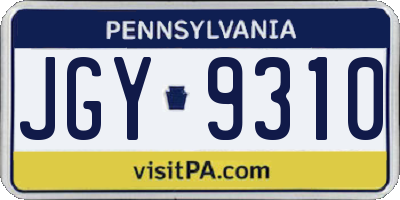 PA license plate JGY9310