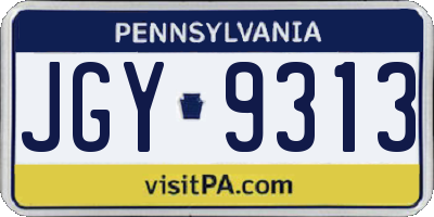 PA license plate JGY9313