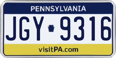 PA license plate JGY9316