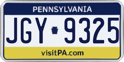 PA license plate JGY9325
