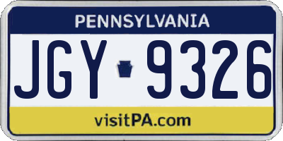 PA license plate JGY9326