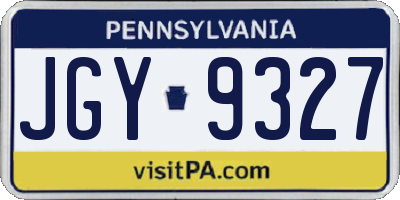 PA license plate JGY9327