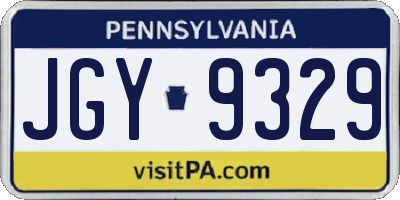 PA license plate JGY9329