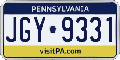 PA license plate JGY9331