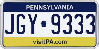 PA license plate JGY9333