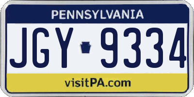 PA license plate JGY9334