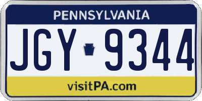 PA license plate JGY9344