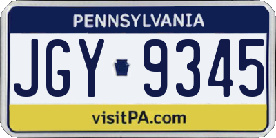 PA license plate JGY9345