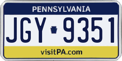 PA license plate JGY9351
