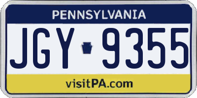 PA license plate JGY9355