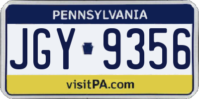 PA license plate JGY9356