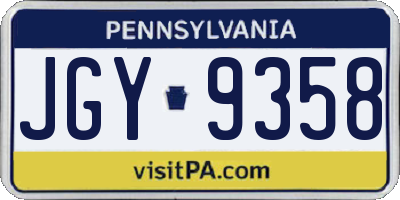 PA license plate JGY9358