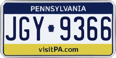 PA license plate JGY9366