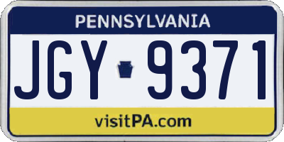 PA license plate JGY9371