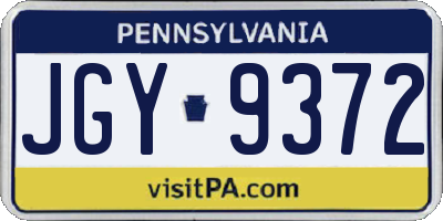 PA license plate JGY9372