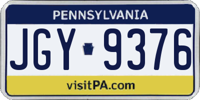 PA license plate JGY9376