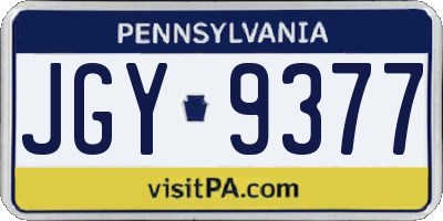 PA license plate JGY9377