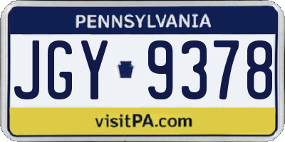 PA license plate JGY9378