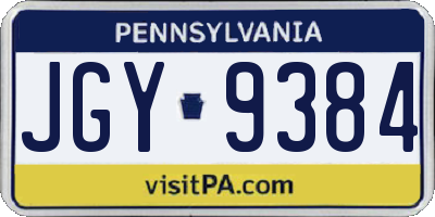 PA license plate JGY9384
