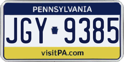 PA license plate JGY9385