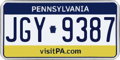 PA license plate JGY9387