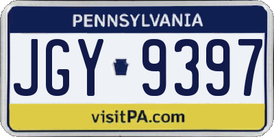 PA license plate JGY9397